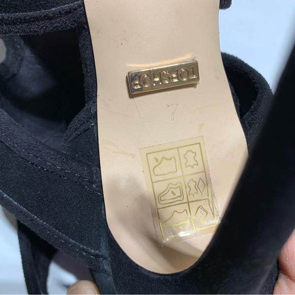 Topshop Black Suede Stiletto Tie Cord Feature High Heeled Sandals Size 7 - Picture 8 of 12